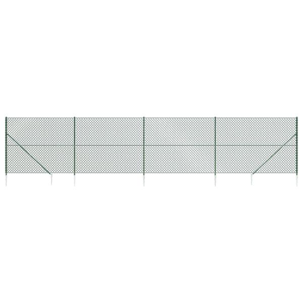 vidaXL Chain Link Fence with Spike Anchors Green 1.8x10 m