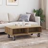 vidaXL Side Table with Wheels Artisan Oak 90 x 50 x 30 cm
