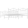 vidaXL Metal Bed Frame without Mattress with Footboard White 200x200cm