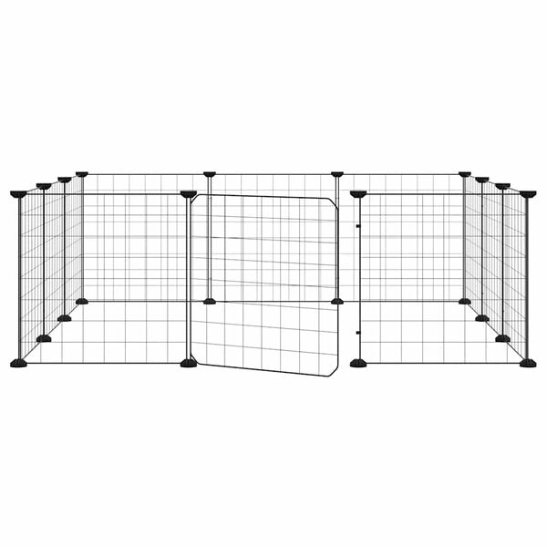 vidaXL 12-Panel Pet Cage with Door Black 35x35 cm Steel