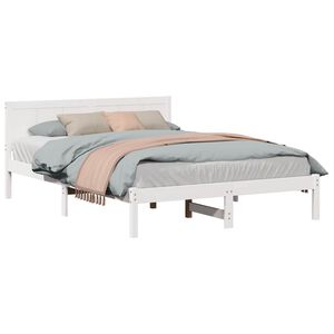 vidaXL Bed Frame White 160 x 200 cm Solid Pine wood