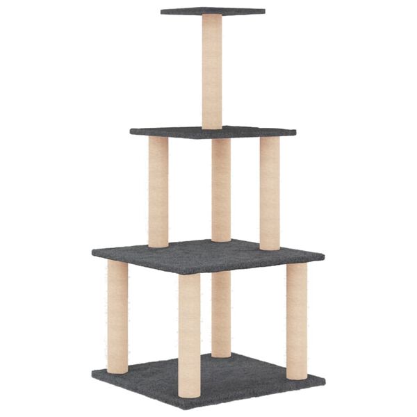 vidaXL Cat Tree with Sisal Scratching Posts Dark Grey 111 cm