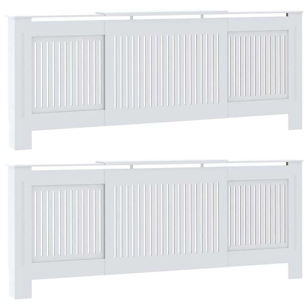 vidaXL Radiator Cover 2 pcs White 205 x 20.5 x 81.5cm Engineered Wood