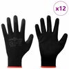 vidaXL Work Gloves 12 pcs Black 7 / S Polyester