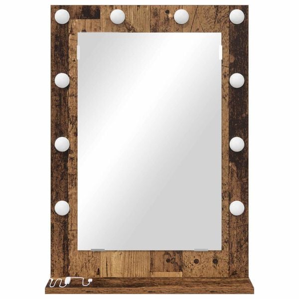 vidaXL Vanity Mirror with LED Strip Lights Sonoma Oak 70 x 50 x 18 cm
