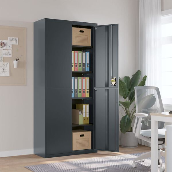 vidaXL File Cabinet Anthracite 90x40x200 cm Steel