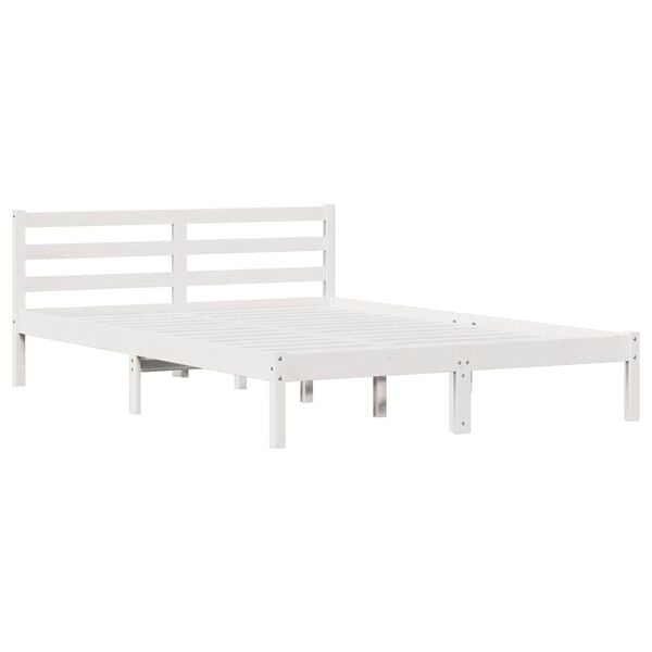 vidaXL Bed Frame White 225.5 x 145.5 x 69.5 cm Solid Pine Wood