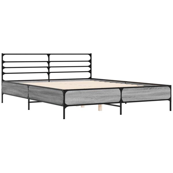 vidaXL Bed Frame without Mattress Grey Sonoma 150x200 cm King Size