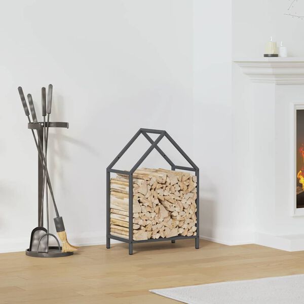 vidaXL Firewood Rack Anthracite 40x25x60 cm Cold-rolled steel