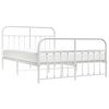vidaXL Metal Bed Frame without Mattress with Footboard White 140x190cm