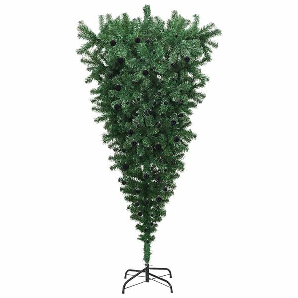 vidaXL Upside-down Artificial Pre-lit Christmas Tree with Ball Set PVC