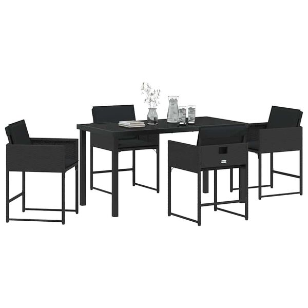 vidaXL Garden Dining Set 5 pcs Black Poly Rattan