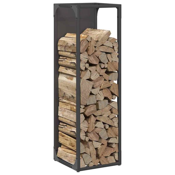 vidaXL Firewood Rack Black 25x25x80 cm Cold-rolled steel