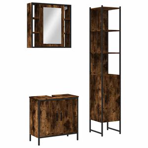 vidaXL 3 Piece Bathroom Cabinet Set Smoked Oak Engineered Wood