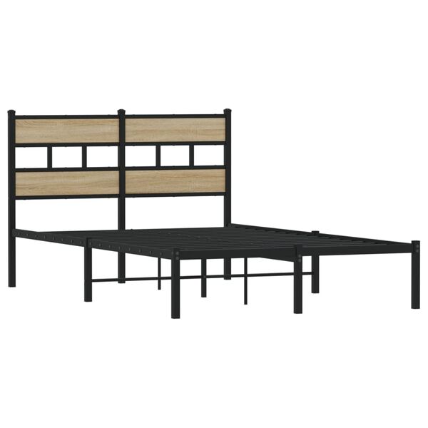 vidaXL Metal Bed Frame without Mattress Sonoma Oak 120x190 cm Small Double