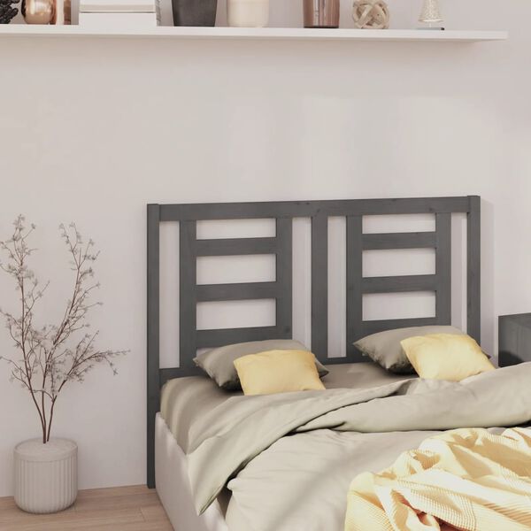 vidaXL Bed Headboard Grey 146x4x100 cm Solid Wood Pine