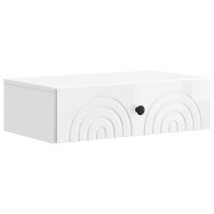 vidaXL Wall-Mounted Side Table High Gloss White 59 x 34.5 x 17 cm