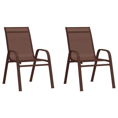 vidaXL Stackable Garden Chairs 2 pcs Brown Textilene Fabric