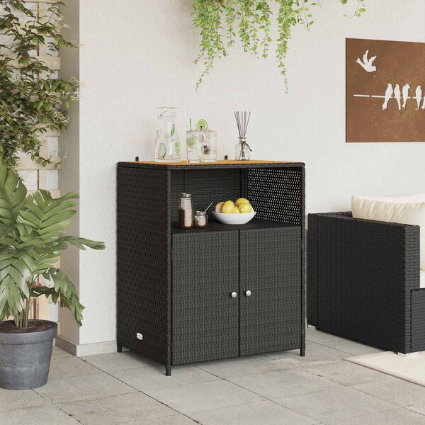 vidaXL Cabinet Black 70 x 50 x 87 cm Polyester and Roly Ratten