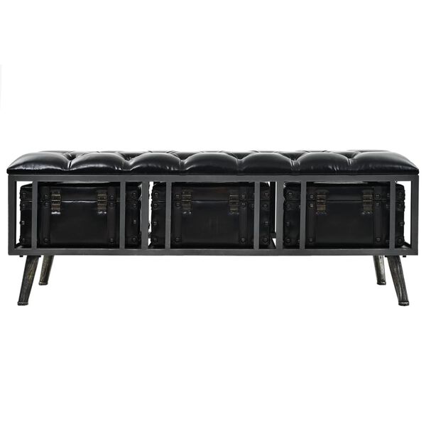 vidaXL Storage Bench 110 cm Black Artificial Leather