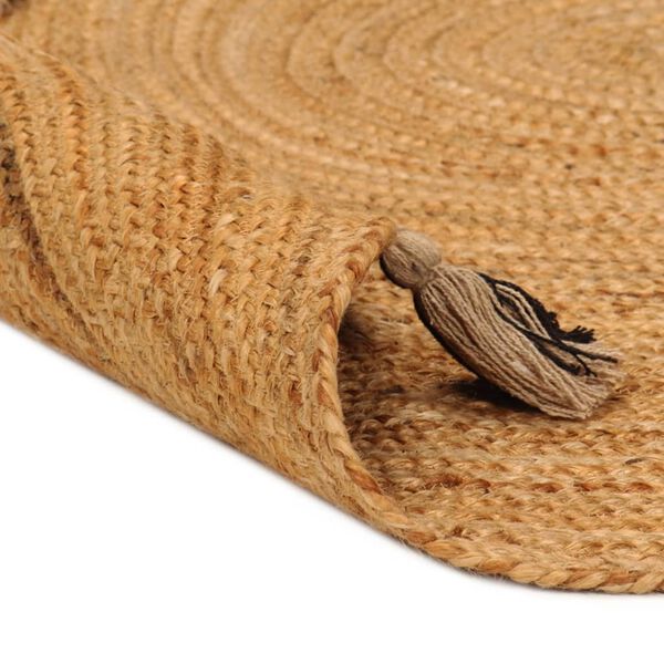 vidaXL Braided Area Rug with Tassels 120 cm Jute Round