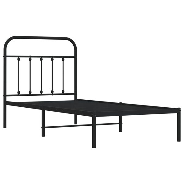 vidaXL Metal Bed Frame without Mattress with Headboard Black 90x190cm