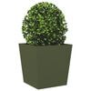 vidaXL Garden Planters Olive Green 2 pcs 50x50x50 cm Steel