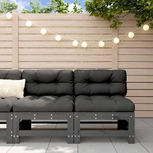 vidaXL Garden Middle Sofas 2 pcs Grey Solid Wood Pine