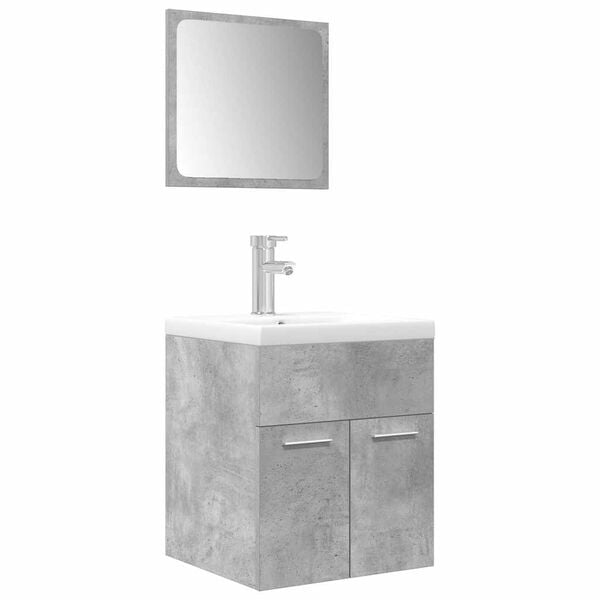 vidaXL 3 Piece Bathroom Furniture Set Concrete Grey Engineered Wood