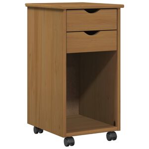 vidaXL Rolling Cabinet Honey Brown 34 x 39 x 65.5 cm Solid Pine Wood