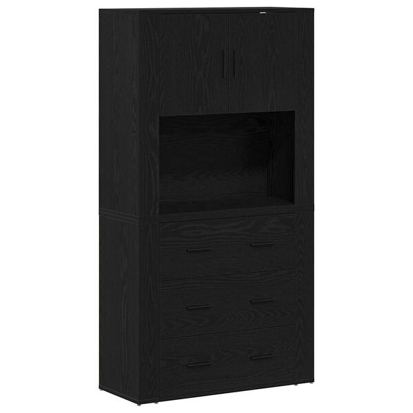 vidaXL Highboard Black Oak 80 x 33 x 150 cm Engineered Wood
