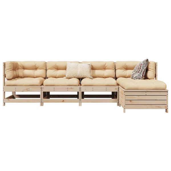 vidaXL 5 Piece Garden Sofa Set Solid Wood Pine