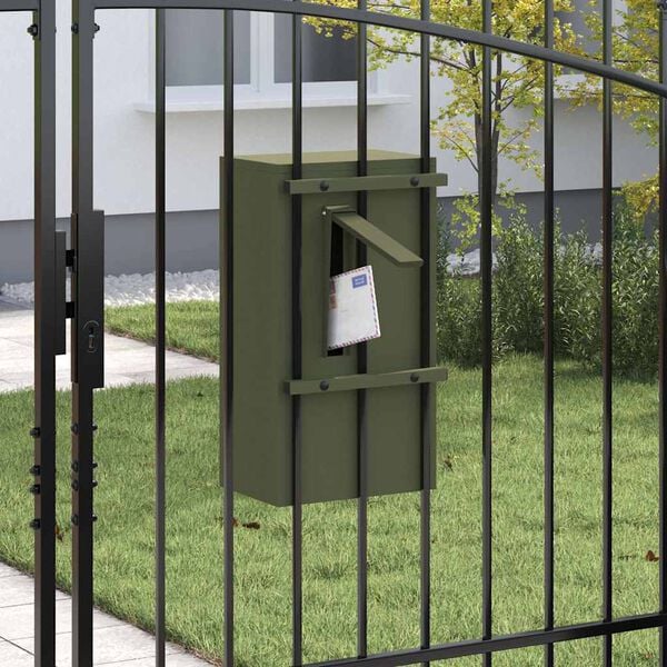 vidaXL Mailbox with Storage Olive green 30 x 20 x 55 cm Steel