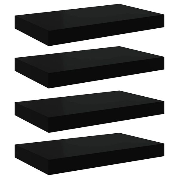 vidaXL Floating Wall Shelves 4 pcs Black 40x23x3.8 cm MDF