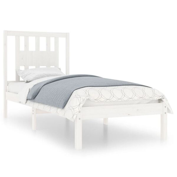 vidaXL Bed Frame without Mattress White Solid Wood 90x200 cm (810003+818651)