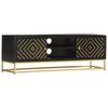 vidaXL TV Cabinet Black and Gold 120x30x40 cm Solid Mango Wood