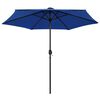 vidaXL Garden Parasol with LED Lights and Aluminium Pole 270 cm Azure Blue