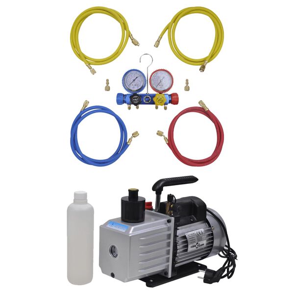 vidaXL Vacuum Pump 100 L/min with 4-way Manifold Gauge Set in Tool Kit