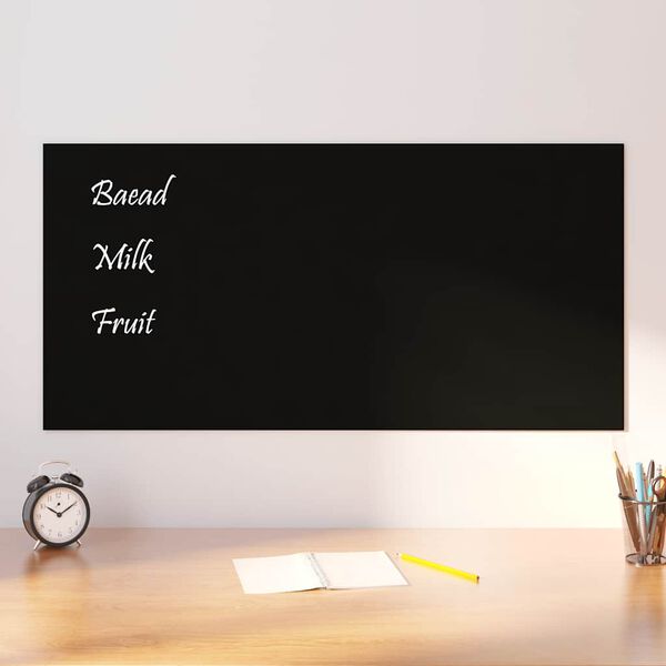 vidaXL Wall-mounted Magnetic Board Black 100x50 cm Tempered Glass