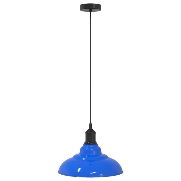 vidaXL Pendant Lamp Height Adjustable E27 Gloss Dark Blue Ø 31 cm Metal