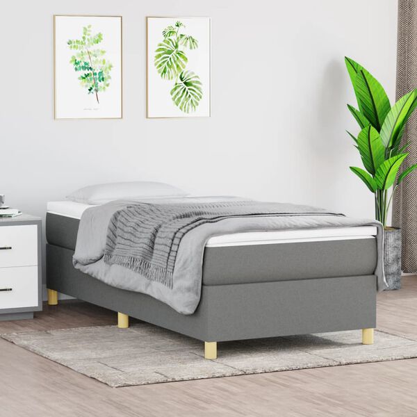 vidaXL Box Spring Bed Frame Dark Grey Single Fabric (UK/IE/FI/NO only)