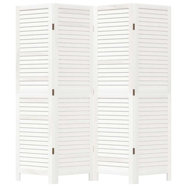 vidaXL Room Divider&nbsp;4 Panels White Solid Wood Paulownia