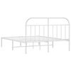 vidaXL Metal Bed Frame without Mattress with Headboard White 160x200cm
