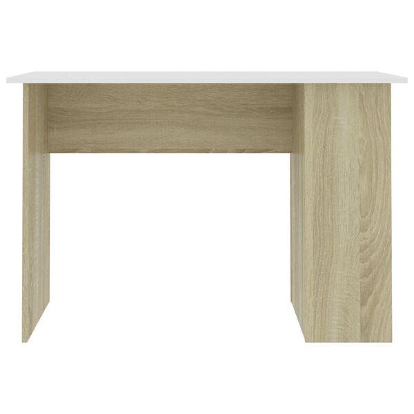 vidaXL Desk White and Sonoma Oak 110x60x73 cm Engineered Wood