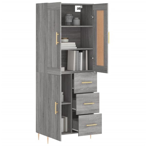 vidaXL Highboard Grey Sonoma 69.5x34x180 cm Engineered Wood