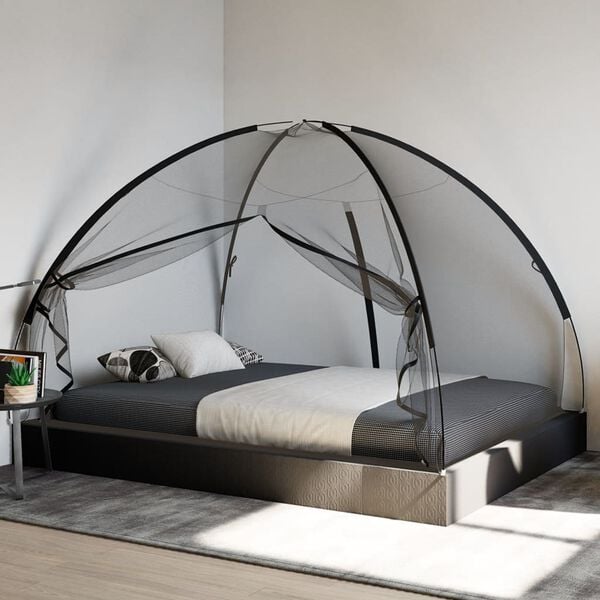 vidaXL Mosquito Net Mongolia with Doors 220 Mesh&nbsp;Black&nbsp;200x150x140 cm