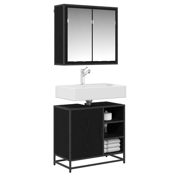 vidaXL Bathroom Furniture Set 2 pcs Black Oak Engineered Wood