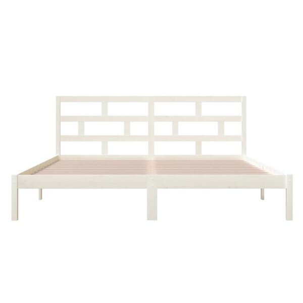 vidaXL Bed Frame without Mattress White Double Solid Wood
