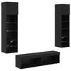 vidaXL TV Wall Unit 6 pcs Black Oak Engineered Wood