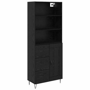 vidaXL Highboard with Drawer 2 pcs Black Oak Engineered Wood